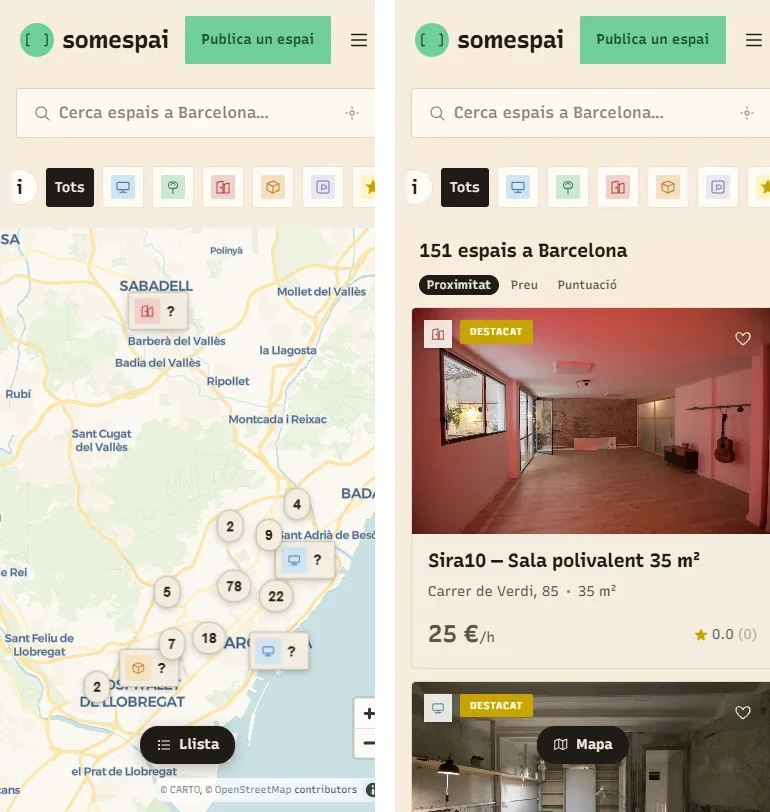Somespai App Mòbil (Mapa i Llista)