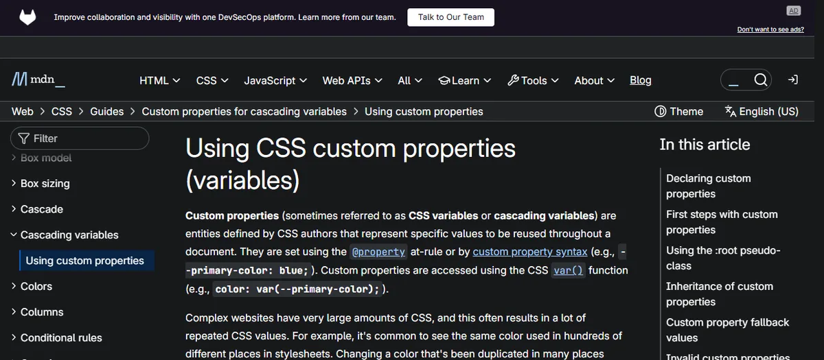 Themes with CSS custom properties — that's it